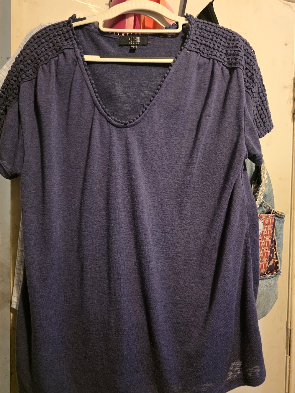 Casual Women's Navy Short-Sleeve Top